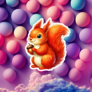 sticker écureuil, sticker animal des bois, sticker animal mignon, sticker écureuil en vinyle, sticker faune, sticker imperméable, sticker planificateur