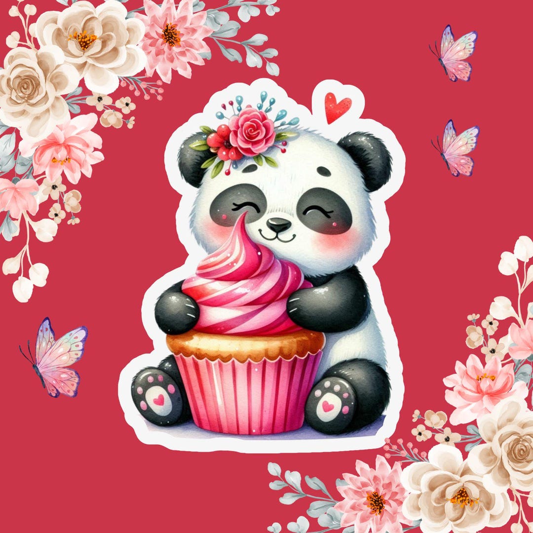 Cute Panda Sticker, Kawaii Bear Decals, Adorable Animal Laptop Stickers ...