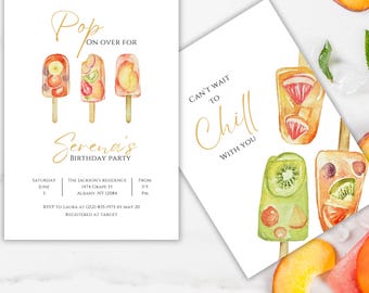 Popsicle Birthday Party Invitation, Editable Summer Theme (Digital Download)