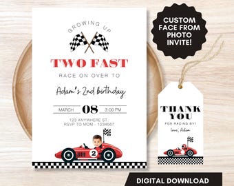 Two Fast Birthday Invitation Custom Race car 2nd birthday Invite Racing car Birthday Invite Racing printable invite two fast birthday invite