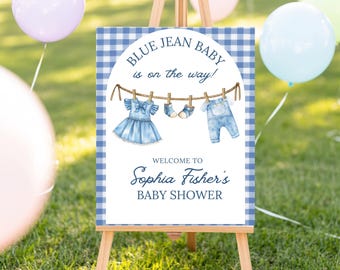 Blue Denim Baby Shower Welcome Sign Blue Jean Girl Baby Shower Sign Cowgirl Baby Shower Poster Western Baby Shower Editable Welcome Sign