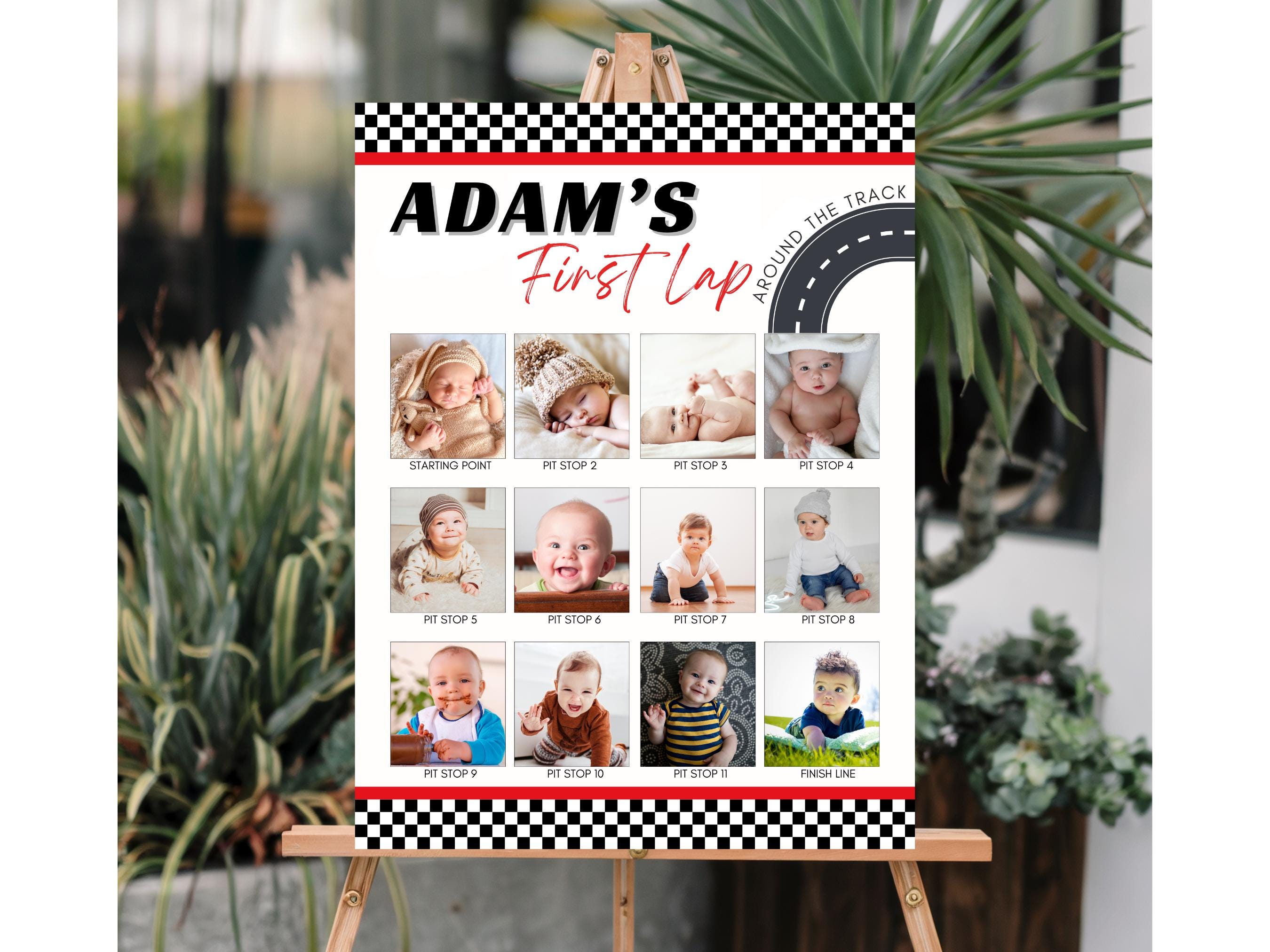 Race Car Milestone Photo Collage Template Baby Milestone Board Baby ...