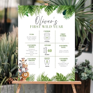 Safari Milestone Board Template Baby Milestone Board Baby First Year Birthday Poster Wild One Birthday Poster Jungle Safari Party Sign
