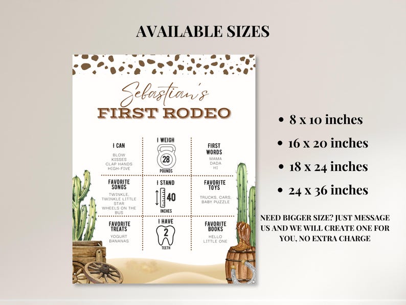 Printable Checklist Rodeo First Rodeo Milestone Poster Editable Template Cowboy Birthday Party ...