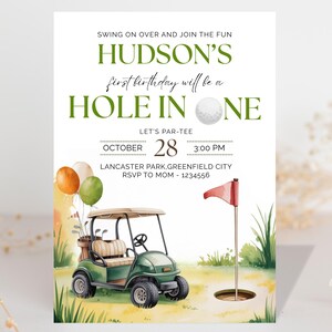 Hole in One Invitation Golf Birthday Party Invite 1st birthday printable Invite  Golf 1st birthday invite birthday par-tee golf invitation