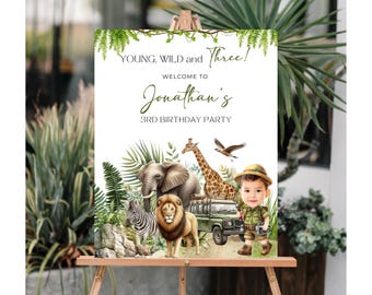 Custom Safari Birthday Party Welcome Sign Jungle Birthday Poster Jungle Safari Party Printable Poster Safari Birthday Party Welcome Sign