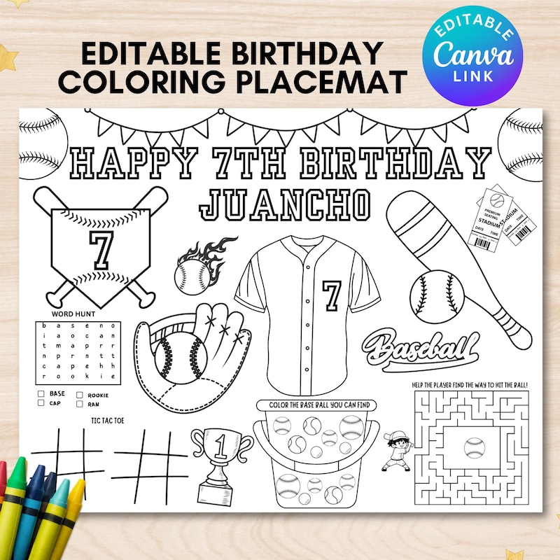 Custom Baseball Coloring Etsy