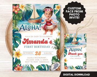 Aloha Luau Birthday Invitation Custom Hawaiian Party Invite Aloha Birthday printable invite Girl Summer Invite Tropical Party Invite Luau