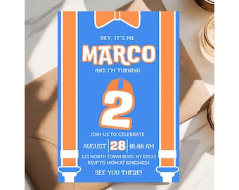 Construction Invitation Blue and Orange Party Invite Boy Construction Party Editable Invite Excavator Party Construction Boys Themed Invite