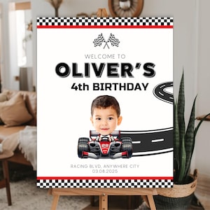 Race car Birthday Party Welcome Sign Custom Racing Party Poster Fast one Party Sign Racecar Printable Welcome Sign  Cars birthday party Sign