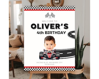 Race car Birthday Party Welcome Sign Custom Racing Party Poster Fast one Party Sign Racecar Printable Welcome Sign  Cars birthday party Sign