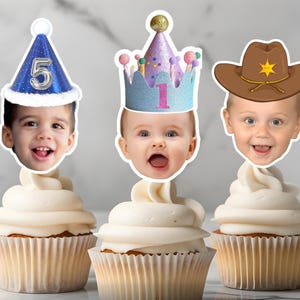 Custom face cupcake toppers photo cupcake toppers custom face on stick topper baby face cupcake topper face any age face cupcake topper