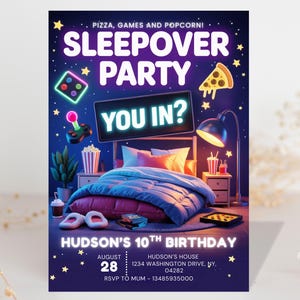 Sleepover Birthday Invitation Pajama Party Invite Sleepover Party Invite slumber party Invitation Bruh You In? Editable Invite Movie Night