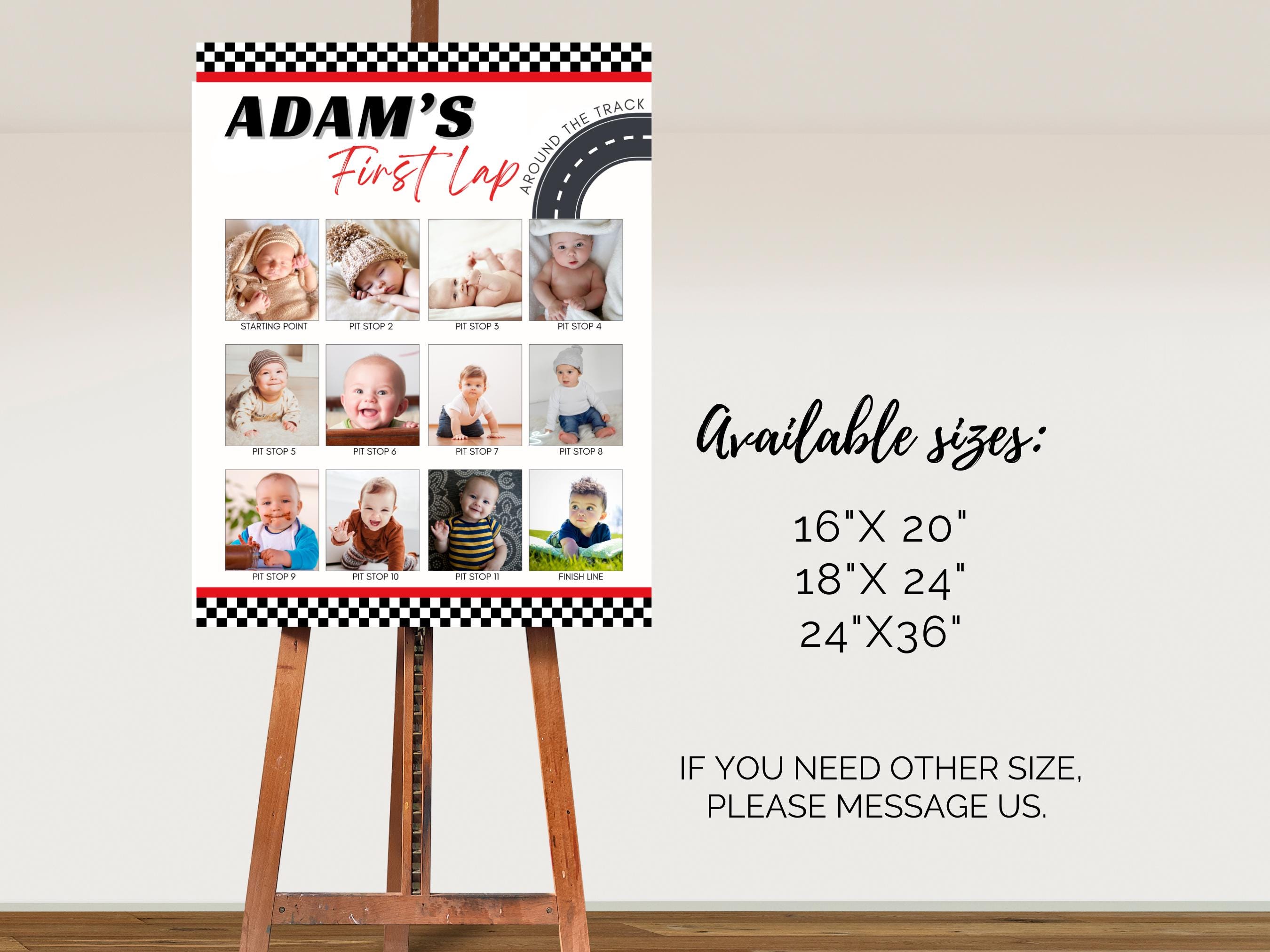 Race Car Milestone Photo Collage Template Baby Milestone Board Baby ...