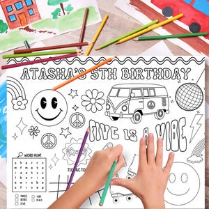 Five is a Vibe Coloring Page Groovy Party Custom Birthday Activity ...