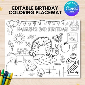 Very Hungry Caterpillar coloring page editable hungry caterpillar 2nd party activity placemat caterpillar activity sheet caterpillar party