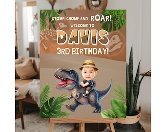 Custom Dinosaur Birthday Party Welcome Sign Dinosaur Birthday Poster Dinosaur birthday Printable Poster Three Rex Party Welcome Sign