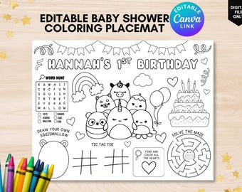 Squishmallow Party Placemat Squishmallow Activity Placemat Squish Party Coloring Page Squishmallow Party Favor