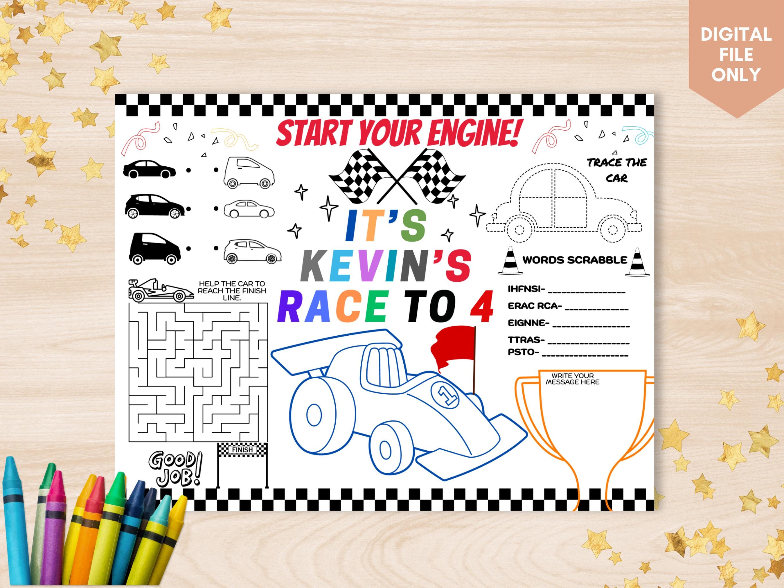 Custom Racing Birthday Coloring Page Printable Car Birthday Coloring ...