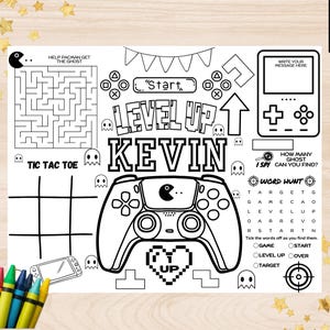 custom gaming Birthday Coloring Page gamer birthday Printable  coloring sheet gaming party coloring activity placemat gaming theme birthday