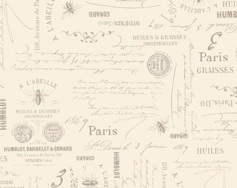 108 Inch Wide Summer House Quilt Back Fabric | Bee Script, Cream