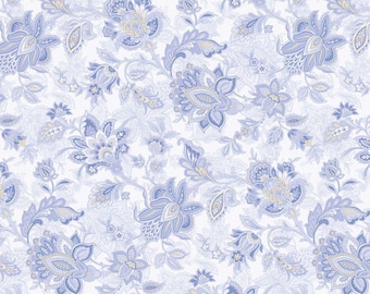 108 Inch Quilt Backing Fabric | Benartex | The Drawing Room | Footstool | Sky Blue