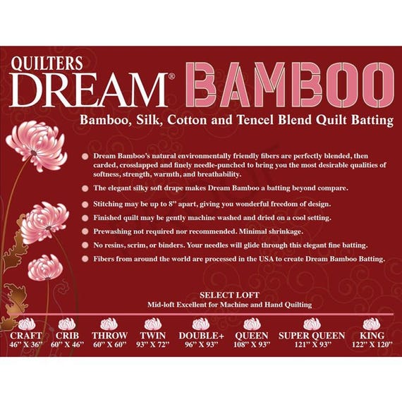 Quilters Dream Bamboo Batting | Silk, Cotton, Tencel Blend