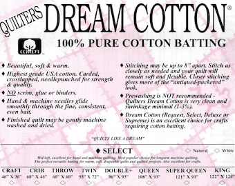 Quilters Dream Cotton Batting | White Select Loft