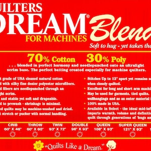Quilters Dream Batting | Dream Blend | Select Loft | 60 Inch Width | 70 Cotton/30 Polyester | Weft on a Whim Quiltworks