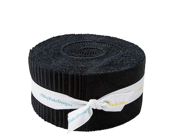 Confetti Cotton | Precut | Black Rolie Polie | 40pc 2.5 Inch Fabric Strips Bundle, Riley Blake Designs