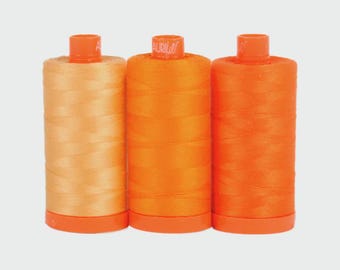 Aurifil Tuscany Orange Cotton Thread Set | 50wt, 3 Large Spools