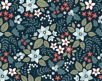 108 Inch Quilt Backing Fabric | Benartex | Holly & Hearth | Holly Midnight