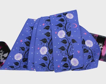 Moon Vine Ribbon | Glow Garden Floral Print, 1.5 Inch