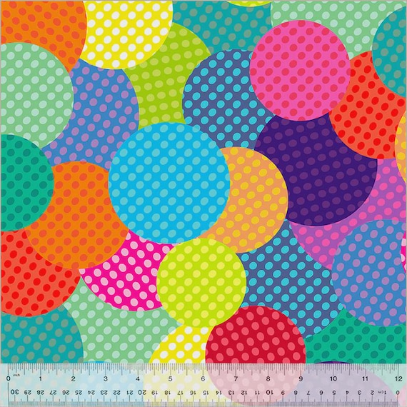 108 Inch Wide Quilt Backing Fabric | Dot to Dot by Heather Givans Of Crimson Tate | Polka Pals Rainbow Fun