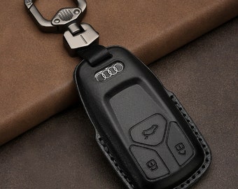 Leather Key Fob Cover for Audi A3 A4 A6 Q5 Q7 ... Leather Key Fob Case Fit for Audi Car, Birthday Gift for Him