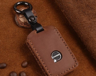 Leather Key Fob Cover for Volvo XC40 XC60 XC90 S60 V90 ... Leather Key Fob Case Fit for Volvo Car, Birthday Gift for Him