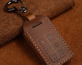 Leather Key Fob Cover for Volvo XC40 XC60 XC90 S60 V90 ... Leather Key Fob Case Fit for Volvo Car, Birthday Gift for Him