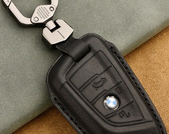 Leather Key Fob Cover for BMW 3 Series 5 Series X3 X5 X7... Leather Key Fob Case Fit for Mercedes Car, Birthday Gift for Him