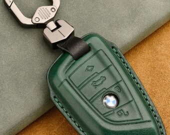 Leather Key Fob Cover for BMW 3 Series 5 Series X3 X5 X7... Leather Key Fob Case Fit for Mercedes Car, Birthday Gift for Him