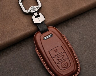 Leather Key Fob Cover for Audi A3 A4 A6 Q5 Q7 ... Leather Key Fob Case Fit for Audi Car, Birthday Gift for Him