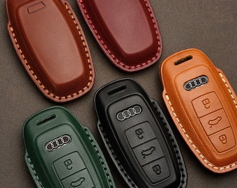 Leather Key Fob Cover for Audi A3 A4 A6 Q5 Q7 ... Leather Key Fob Case Fit for Audi Car, Birthday Gift for Him
