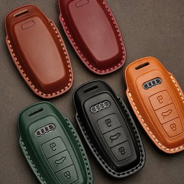 Leather Key Fob Cover for Audi A3 A4 A6 Q5 Q7 ... Leather Key Fob Case Fit for Audi Car, Birthday Gift for Him