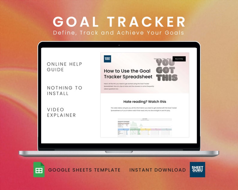 Goal Tracker Google Sheets Template - Etsy