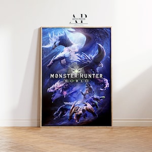 Monster Hunter World Poster: Iconic Monsters & Hunters Wall Art