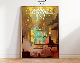 Stray Game Poster: Cyber City Cat Adventure Art Print