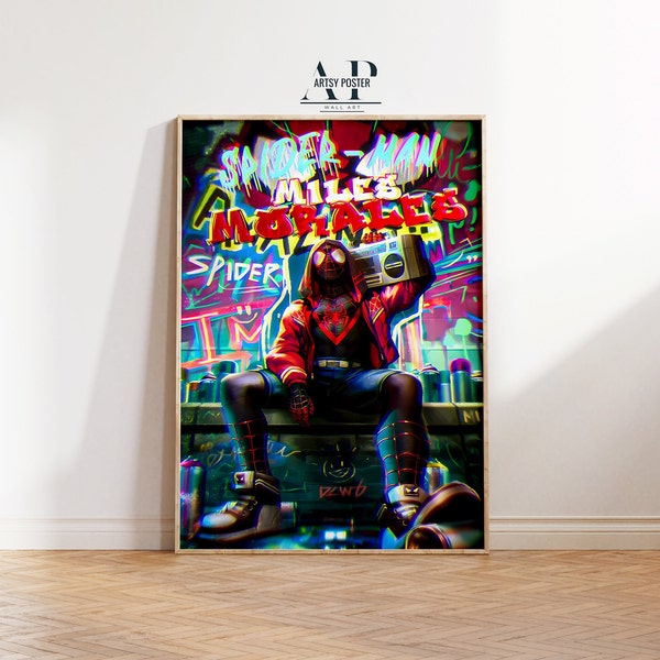 Spider-Man Miles Morales Poster - Video Game Art Print, Superhero Wall Decor, Unique Gaming Gift, Urban Style Illustration