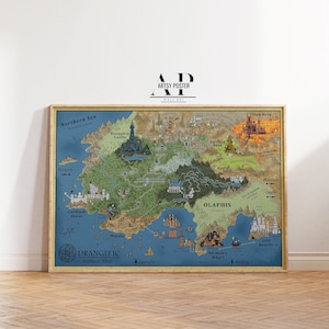 Póster de mapa de Dark Souls II, arte mural del castillo de Drangleic, impresión detallada del mapa del juego, decoración para sala de juegos, regalo para gamers