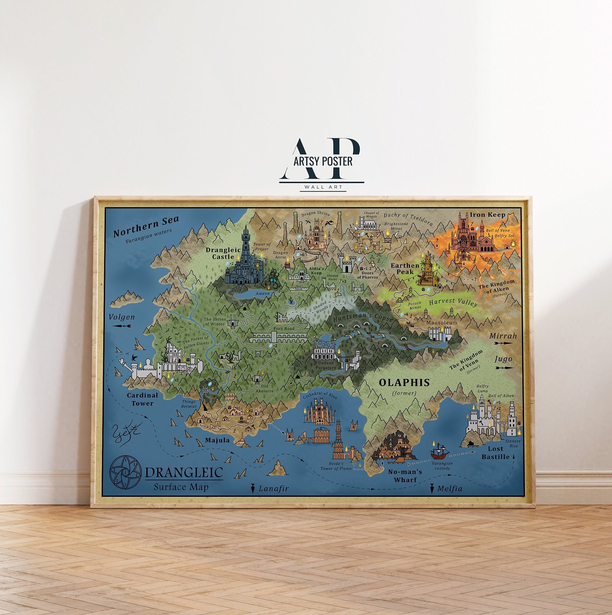 Dark Souls II Map Poster, Drangleic Castle Wall Art, Detailed Game Map Print, Gaming Room Decor, Gift for Gamers