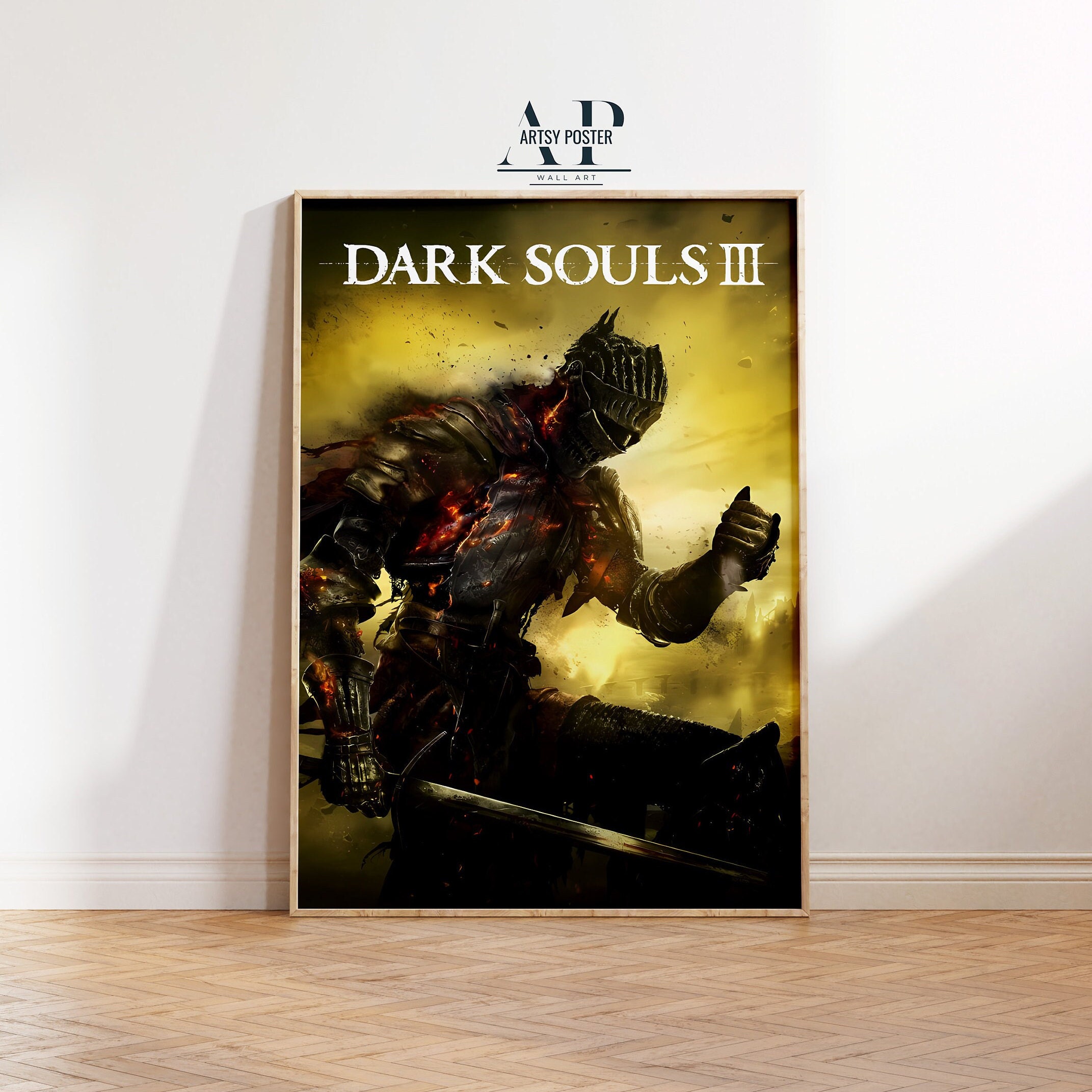 Dark Souls 3 Game Poster Epic Dark Fantasy Art Print, Soulsborne Gaming
