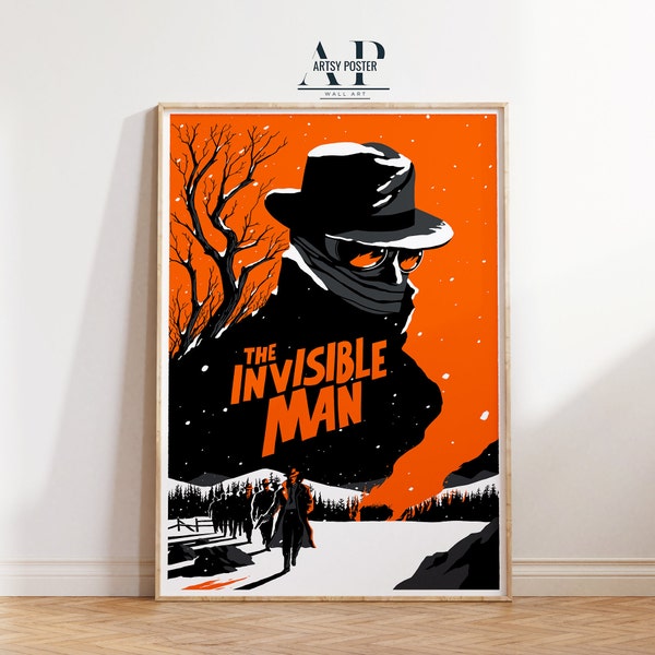 The Invisible Man Poster, James Lanier Wall Art, Science Fiction Horror Film, Old Movie Decor, Fine Art Print, Gift for Movie Lovers